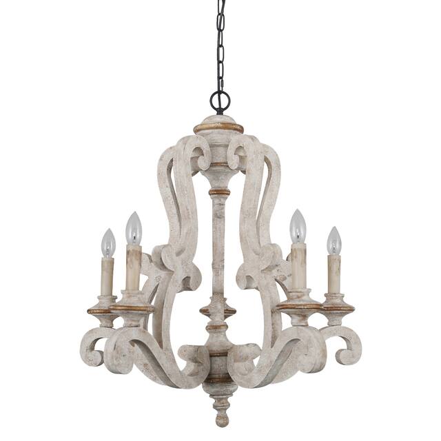 Oaks Aura 5-Light French Country Wood Lighting ,Farmhouse Candle Chandelier