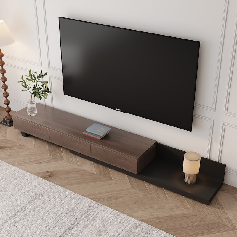 70"- 110"Retracted Extendable TV Stand Media Console In Stretch With 3-Drawers - 70"- 110"