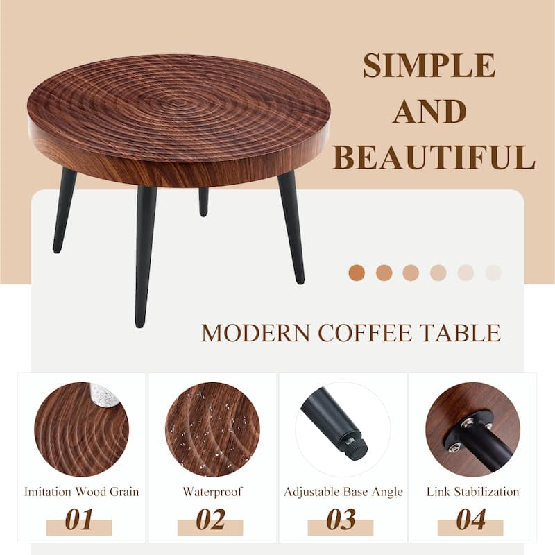 Modern Round Coffee Table - Annular Texture