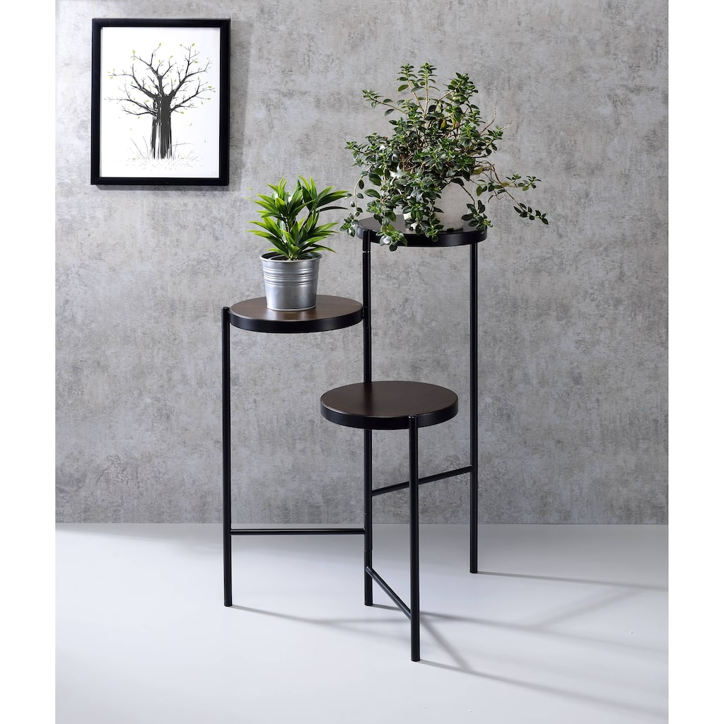 Lila Black and Walnut 3-tier Foldable Plant Stand