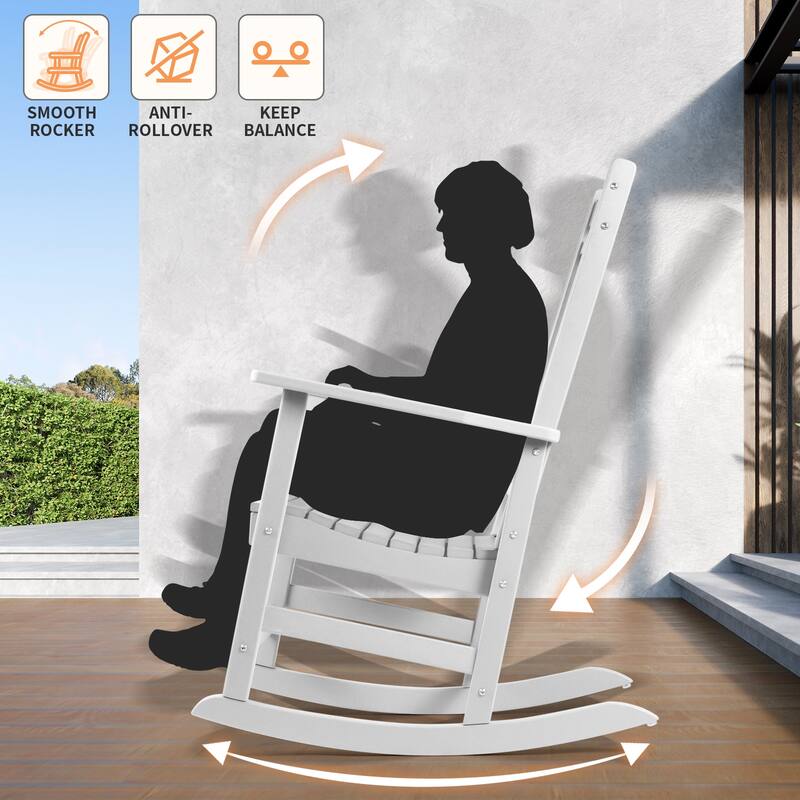 Vrakae All Weather Outdoor High Back Rocking Chair Set of 2