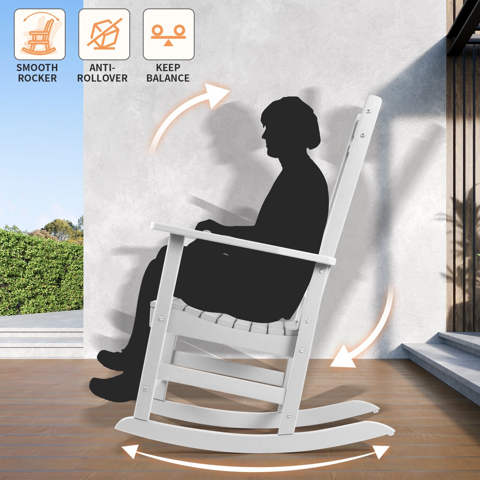 Vrakae All Weather Outdoor High Back Rocking Chair Set of 4