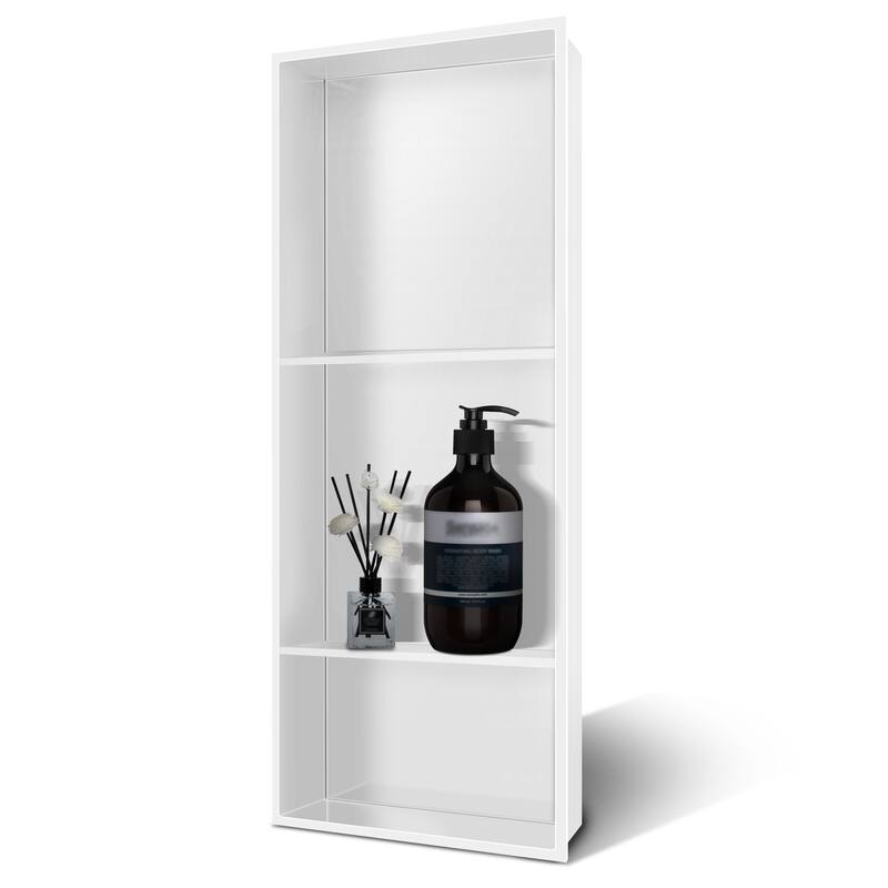 WIZ 12.8-inch W x 30.8-inch H x 4-inch D Stainless Steel Shower Niche - N/A - White