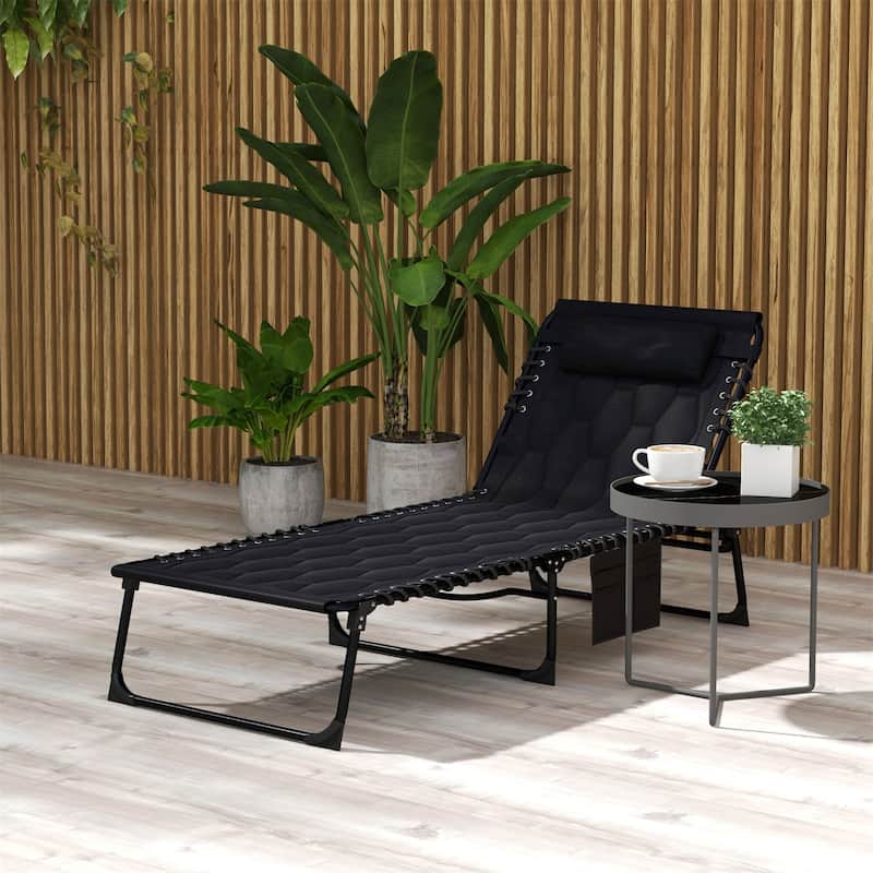 Folding Chaise Lounge Set - Black
