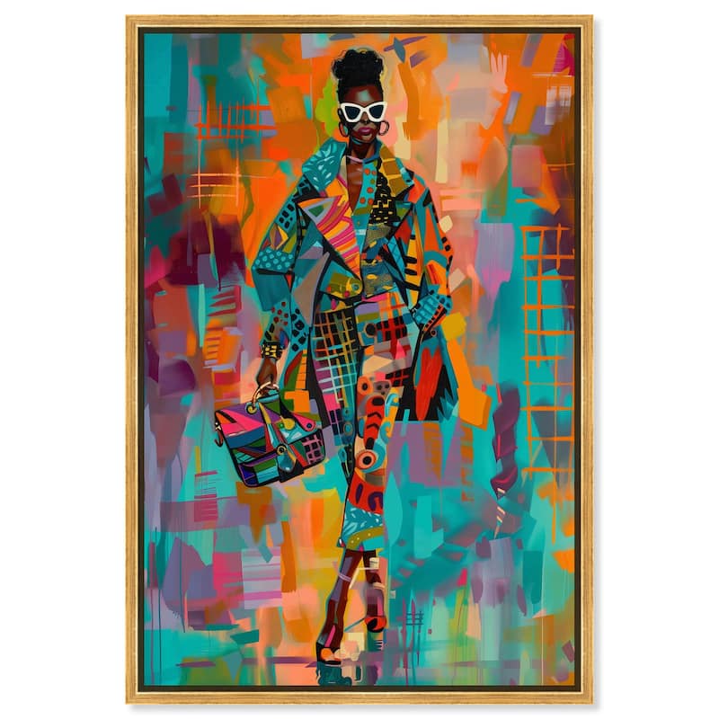 Bold Patchwork Style Canvas by Art Remedy - 24" x 36" - Gold