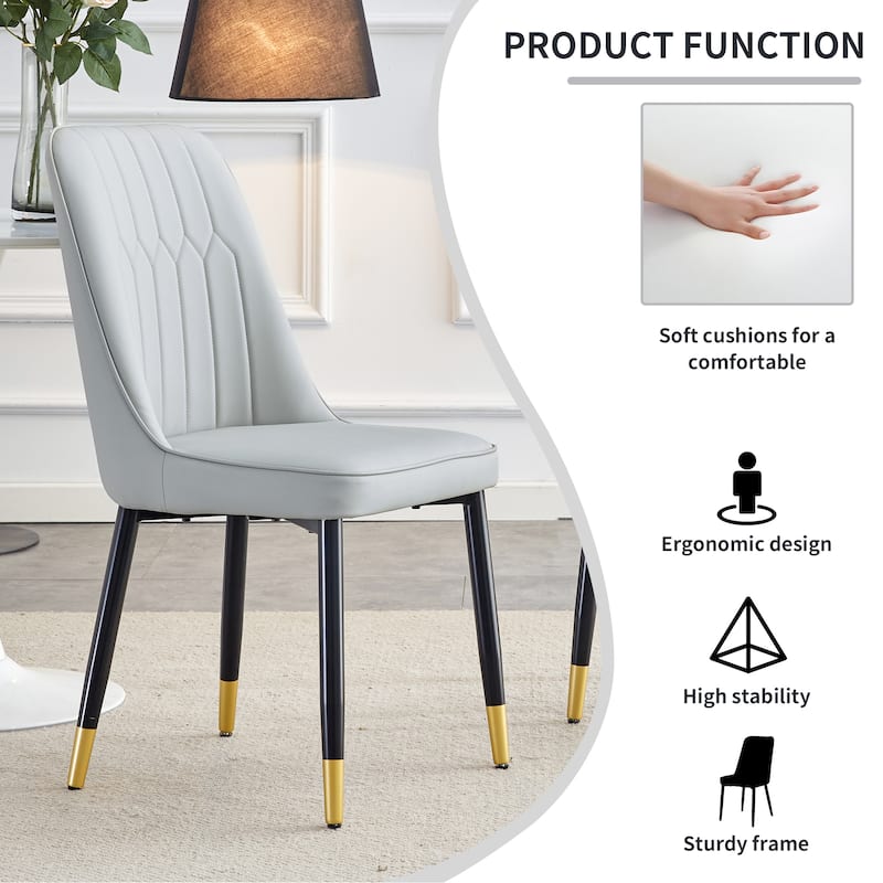4PCS Dining Chair with PU Leather Backrest and Metal Legs for Kitchens, Bedrooms, and Offices.