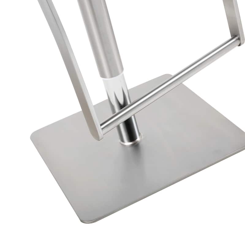 21" Modern Stainless Steel Base Bar Stool with Faux Leather Bucket Seat and Adjustable Lever Lift - 21"L x 20"W x 36-46"H