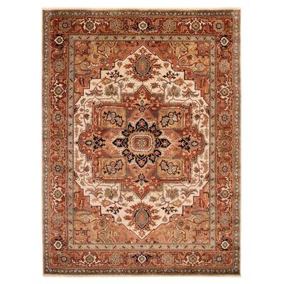 ECARPETGALLERY Hand-knotted Jules Sultane Ivory Wool Rug - 8'7 x 11'6