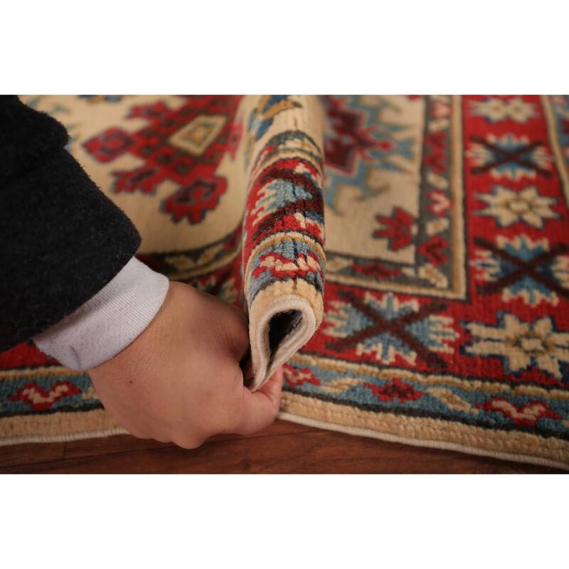 Geometric Kazak Foyer Rug Hand-Knotted Traditional Wool Carpet - 2'0" x 3'0"