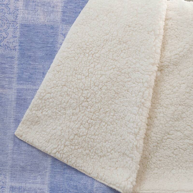 Premium Machine Washable Vintage Patchwork Sherpa Throw Blanket