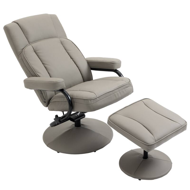 Manual PU Leather Swivel Recliner Chair Adjustable Accent Chair TV Chair Reading Recliner with Ottoman
