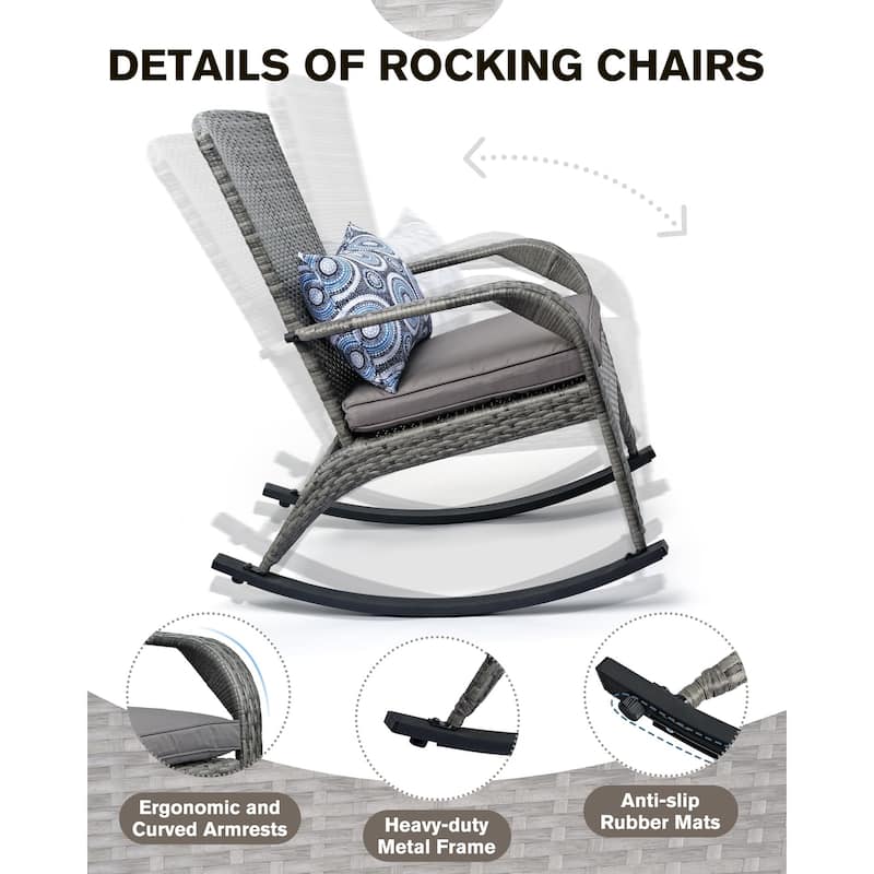 Outdoor Wicker Rocking Chair, Rattan Recliner