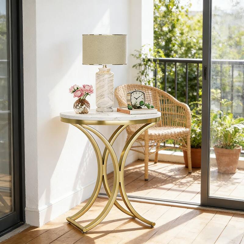 Versatile Design Sofa Side Table, Chic Round End Table, Narrow Coffee Table