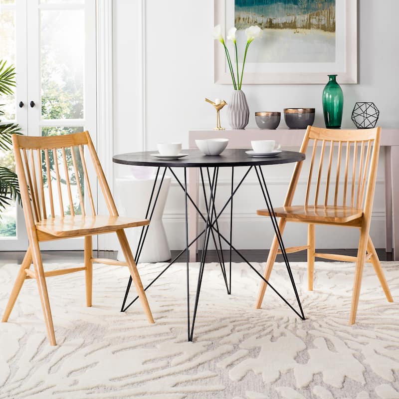 SAFAVIEH Wren 19"H Natural Spindle Dining Chair (Set of 2) - 21"W x 22"D x 34"H