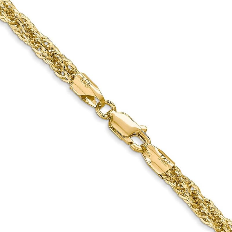 Curata 3.3mm 14k Yellow Gold Lobster Claw Closure Sparkle Cut Hollow Chain Bracelet 7 Inch