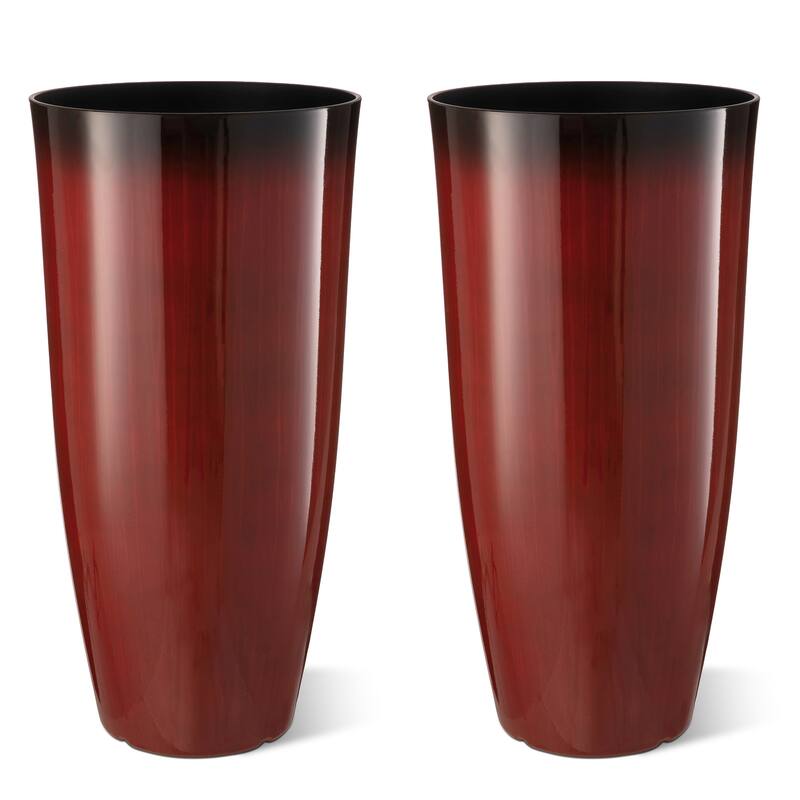 Glitzhome 30"H Set of 2 Oversized Gradient Cobalt Blue/Turquoise/Red Tall Plastic Planter