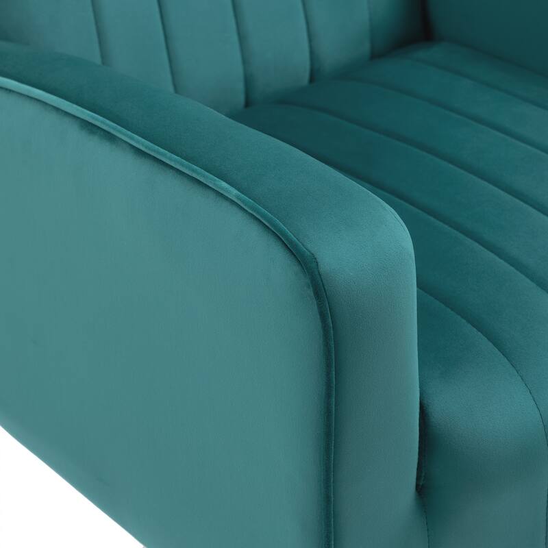 Velvet Stripe Wingback Accent Chair with Metal Legs for Living Room