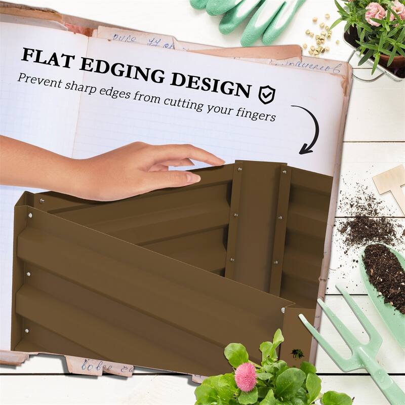 Galvanized Steel Raised Garden Bed with Adjustable Trellis for Vegetables Fruits and Flowers Outdoor Planter