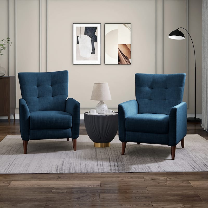 Aurora Comfy Recliner with Tufted Back Set of 2 - NAVY