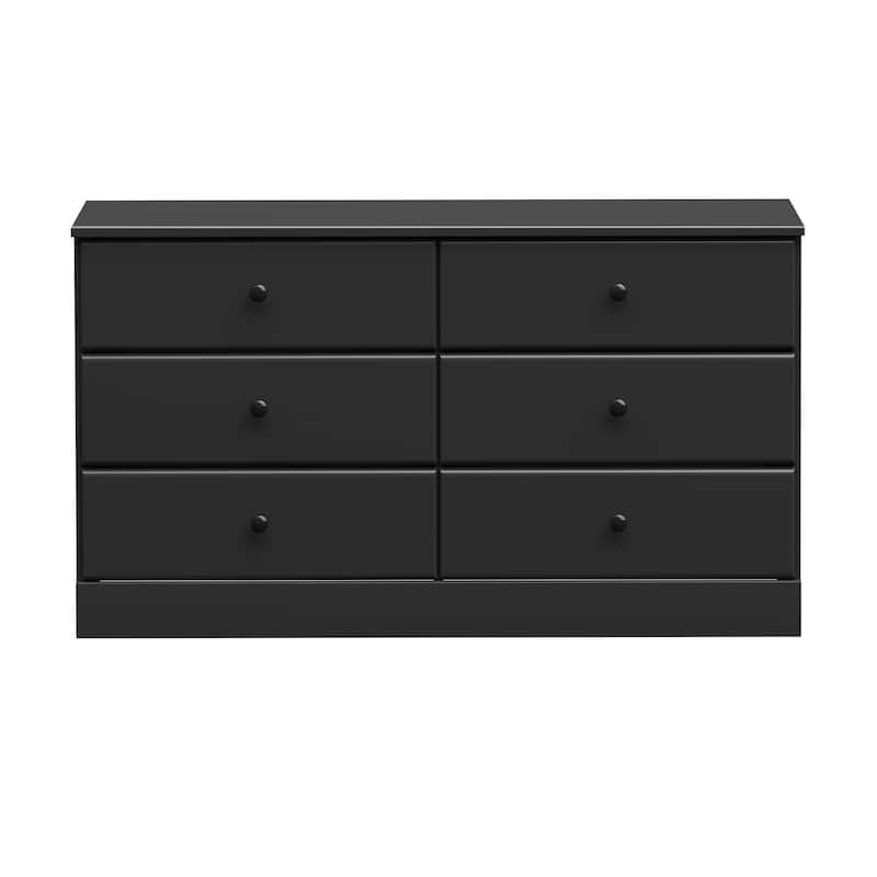 Prepac Astrid 6 Drawer Double Dresser for Bedroom, Wide Chest of Drawers, Bedroom Furniture,Traditional Furniture - Deep Black