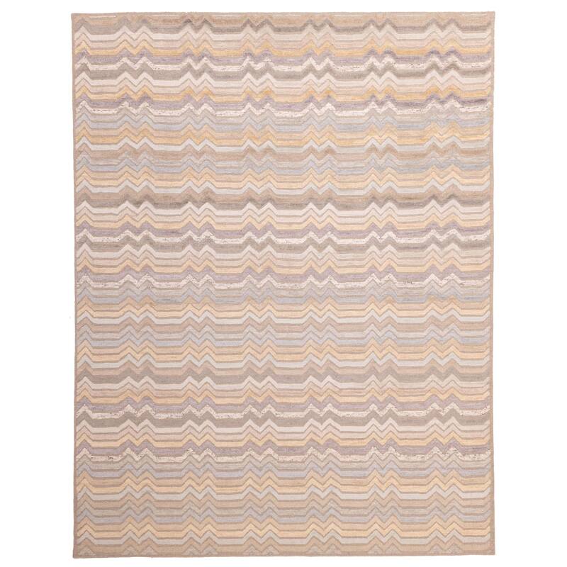 ECARPETGALLERY Hand-knotted Tangier Taupe Silk, Wool Rug - 9'2 x 11'9