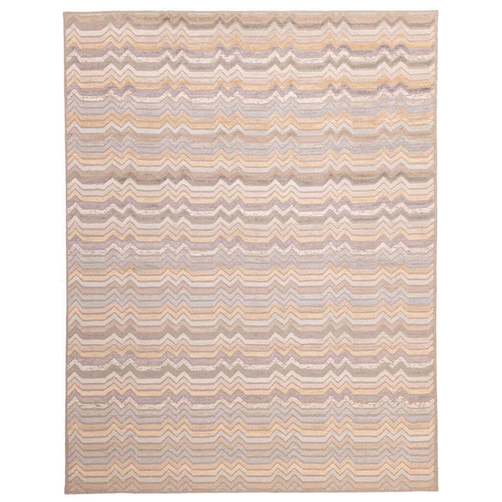 ECARPETGALLERY Hand-knotted Tangier Taupe Silk, Wool Rug - 9'2 x 11'9