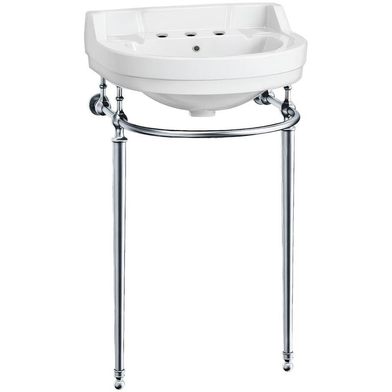 Whitehaus WHV022-L32-3H 21-5/8" Specialty Vitreous China Console - White / Polished Chrome