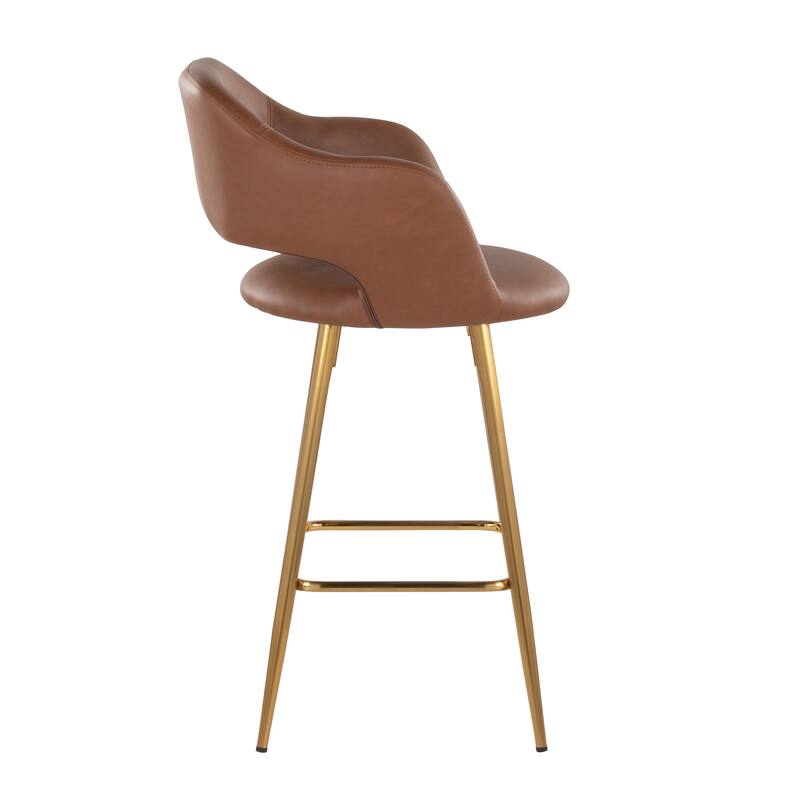 Porch & Den Vallen 26" Fixed-Height Faux Leather Counter Stool with Metal Legs & Square Footrest (Set of 2)