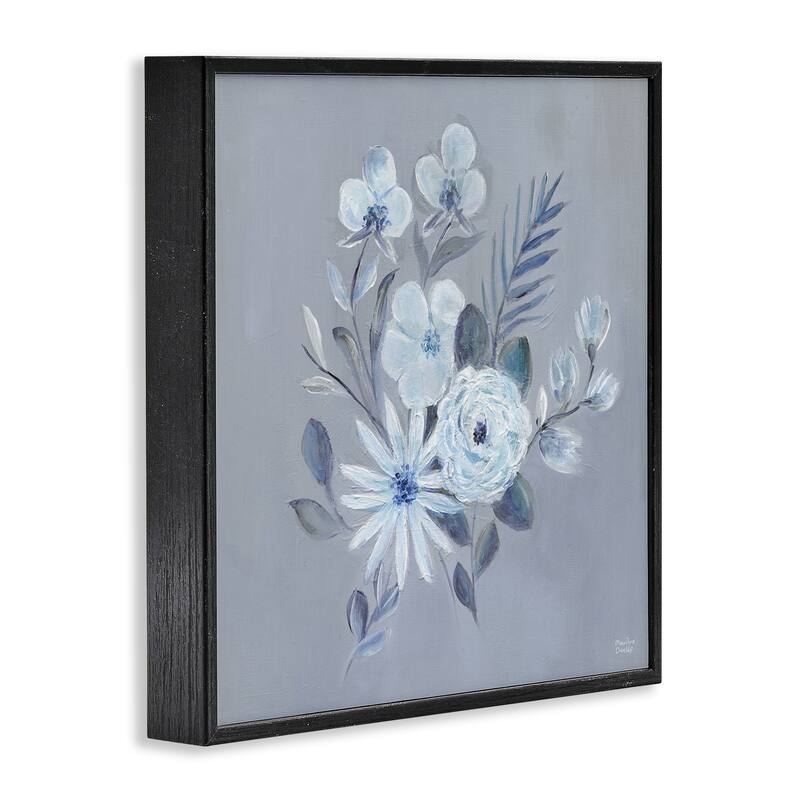 Stupell Blue Toned Floral Bunch Framed Giclee Art Design By Marilyn Dunlap