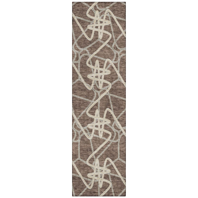 Machine Washable Indoor/ Outdoor Contemporary Links Chantille Rug