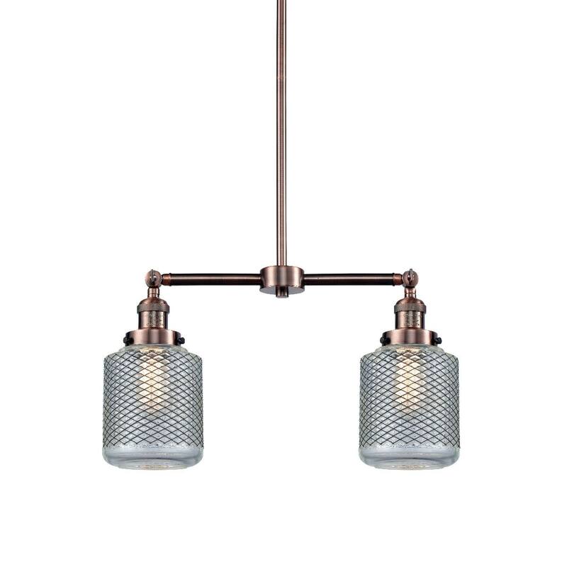 Innovations Lighting Stanton 2 Light 23" Wide Linear Chandelier - Antique Copper / Vintage Wire Mesh