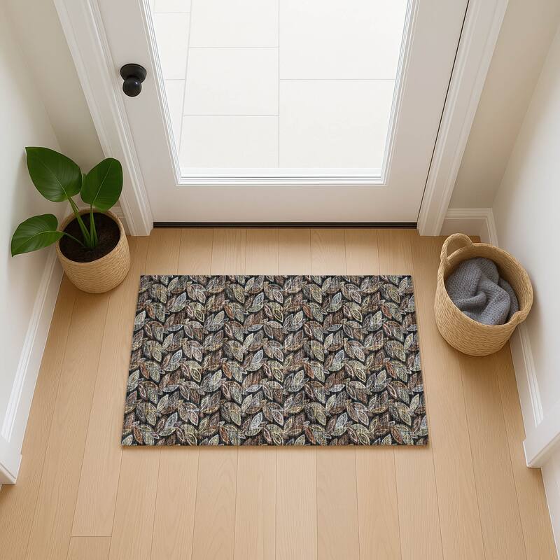Machine Washable Indoor/ Outdoor Modern Rose Hill Chantille Rug