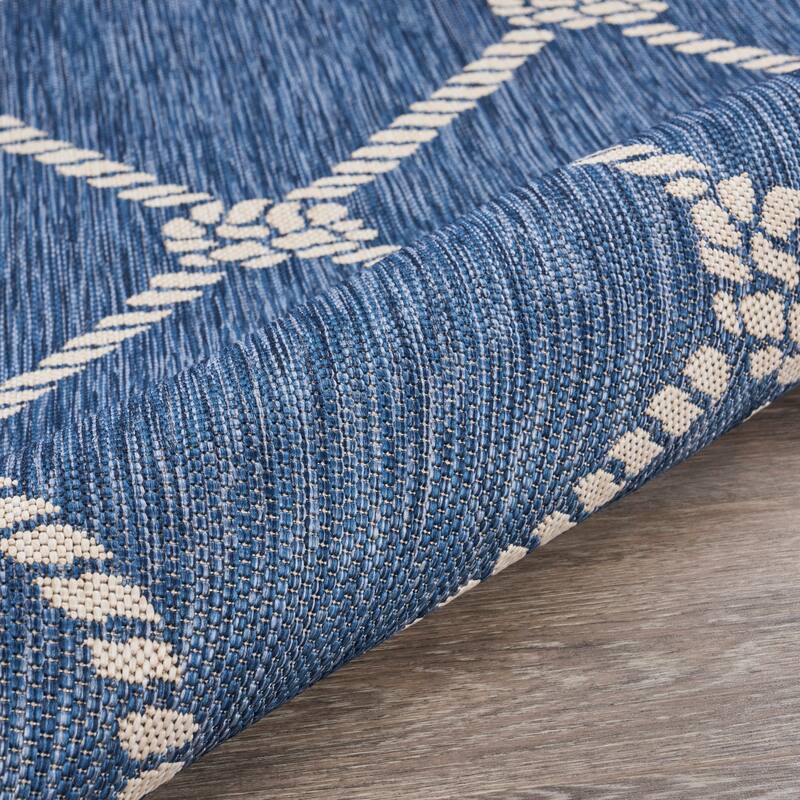 Sevita Tides Nautical Rope Knot Blue/White Indoor/Outdoor Area Rug