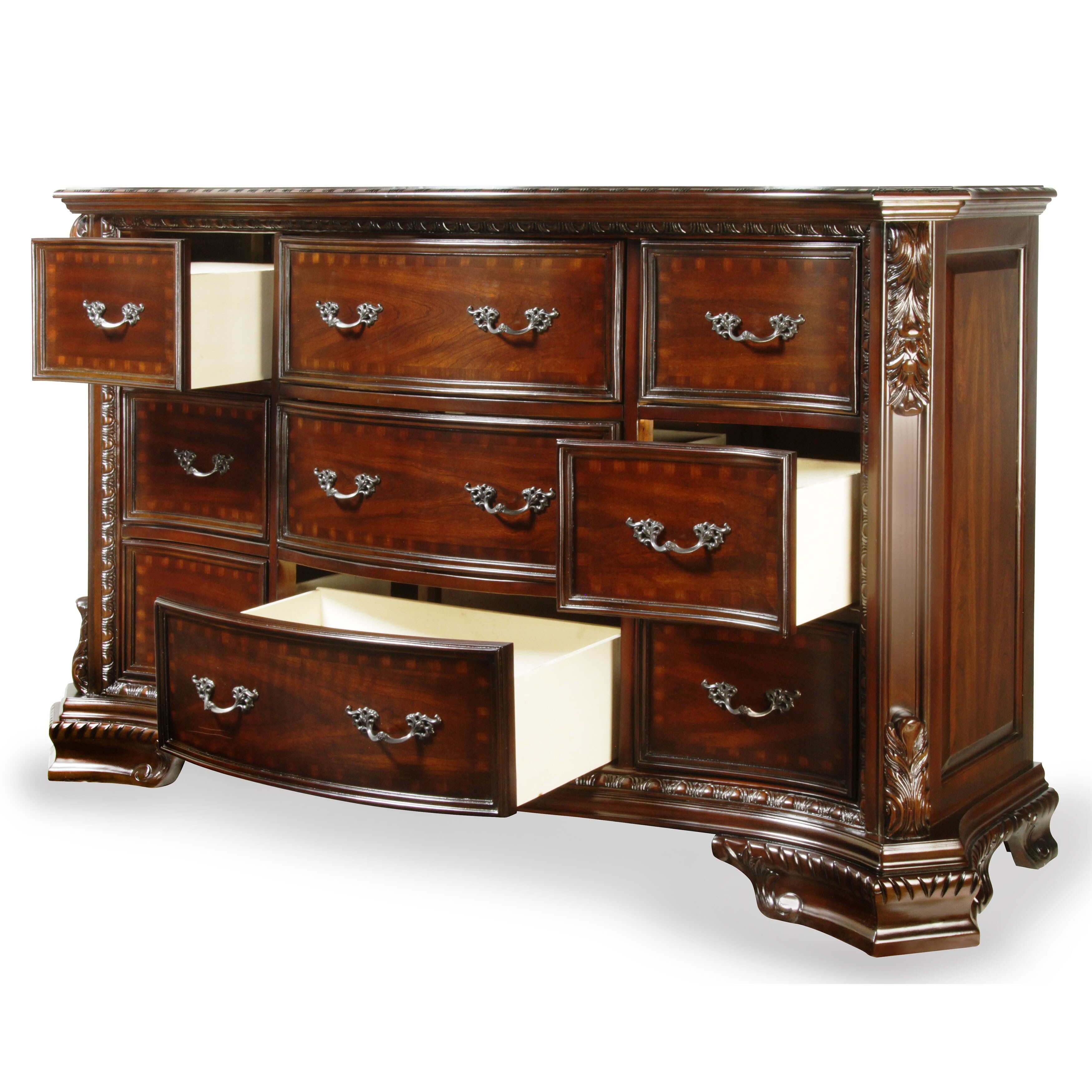 Vace Traditional Brown Cherry 56-inch Wide 9-Drawer Wood Dresser by Furniture of America