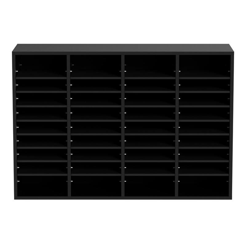 Office Mailbox Literature Organizers with 36 Compartments and Adjustable Shelves - Black