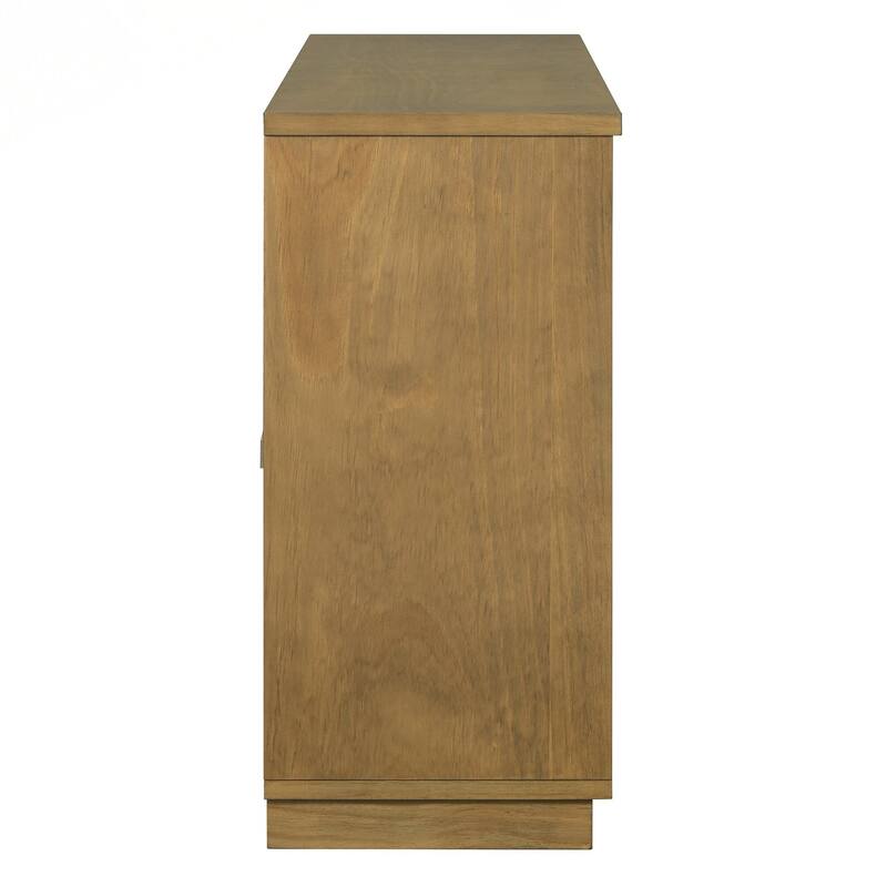 4-Door Large Storage Buffet Cabinet with Glass Doors, Arched Cabinet with Adjustable Shelves for Kitchen, Dining Room