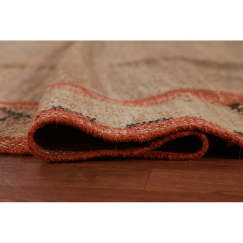 Hand Woven Oriental 100% Jute Carpet Southwestern Modern Brown Kilim Area Rug - 13' 4'' X 10' 6''