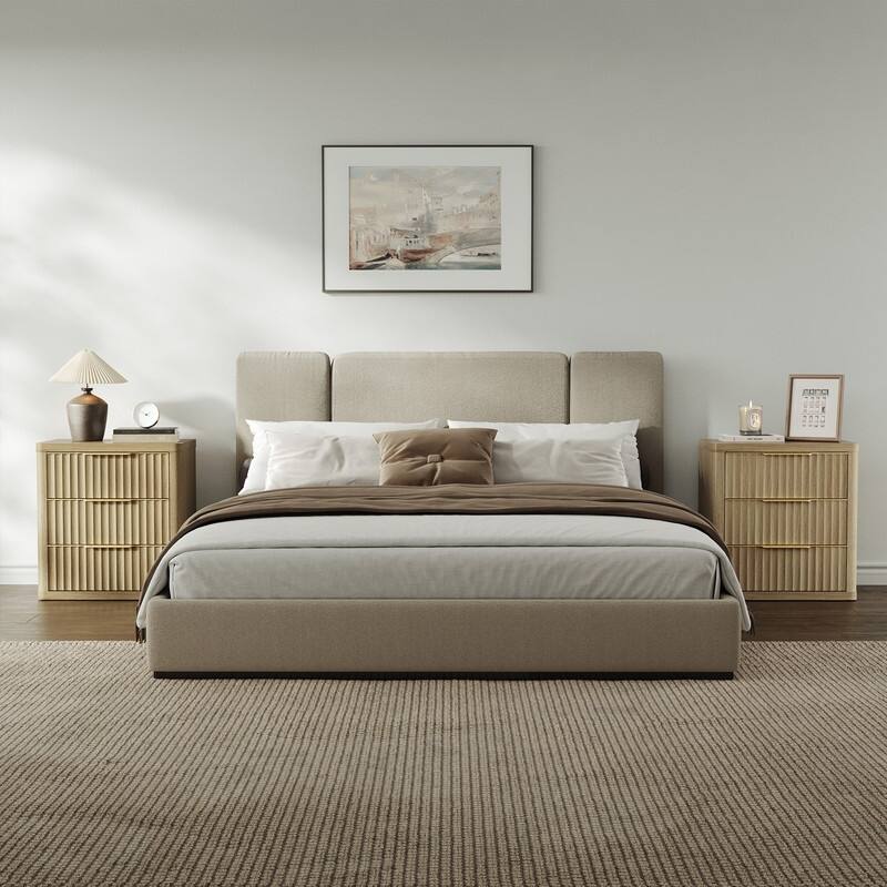 Versatile Retro Nightstand 3 Drawers Wavy Design