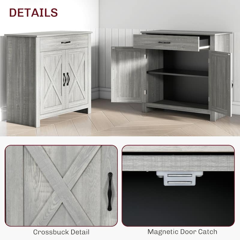 Sideboard Buffet Cabinet Barn Door Coffee Bar Cabinet