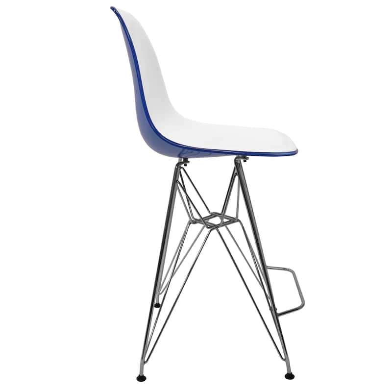 LeisureMod Modern Cresco Acrylic Barstool with Chrome Base and Footrest for Home Bar Restaurant
