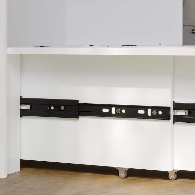 Full Size Storage Bed with Cabinet Convertible Pull Out Platform Bed with Power Outlets