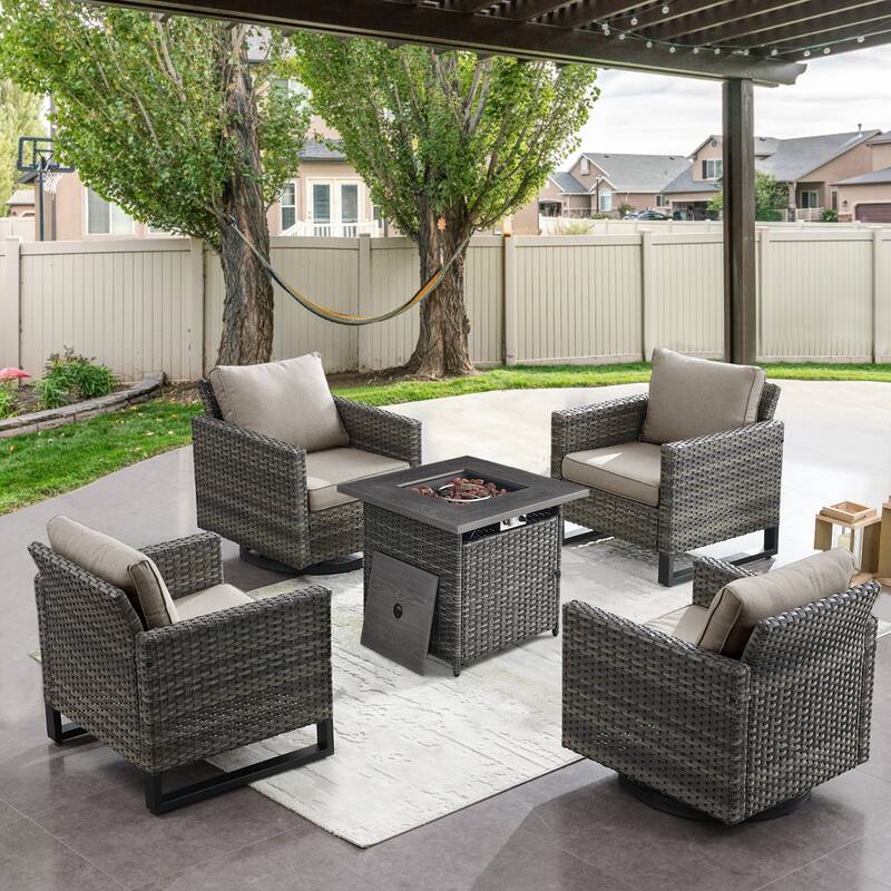 Outdoor Swivel chair with Patio Club Chair - Grey