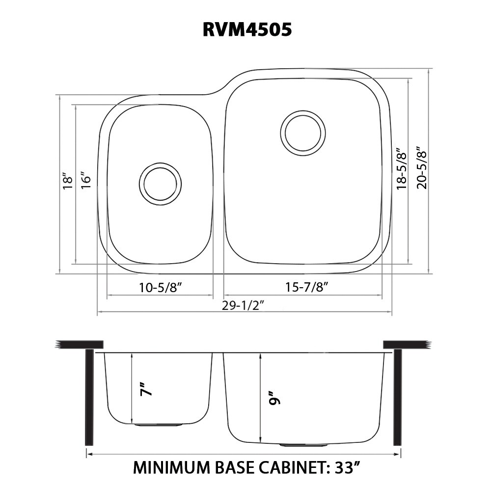 Ruvati 29 Inch Undermount 40 60 Double Bowl 16 Gauge Stainless Steel Kitchen Sink Rvm4505 29 1 2 X 5 8 Overstock