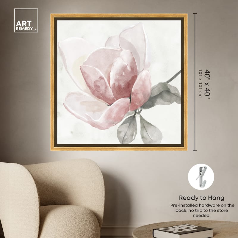 Art Remedy Faded Blush Rose Framed Floral Fine 1 Piece Canvas Wall Art