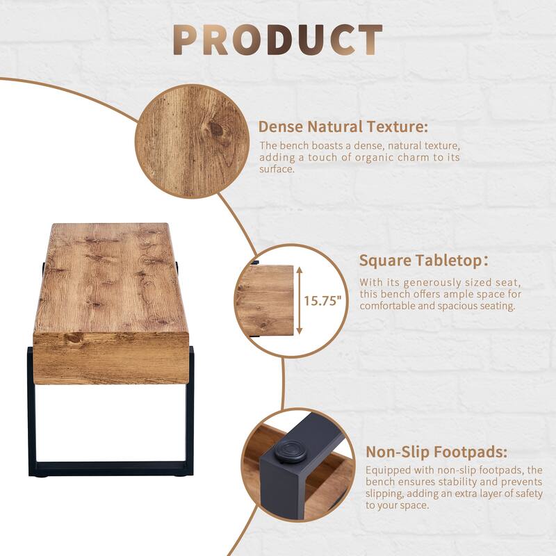 Rossetta 59" Sleek Modern Industrial Design Versatile Multi-Scenario Use Indoor Bench