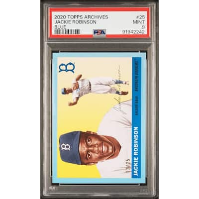 Jackie Robinson 2020 Topps Archives Blue Baseball Card #25 Graded PSA 9 - 8'6" x 11'6"
