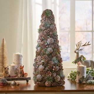 Walt Pre-Decorated Pine Cone and Glitter Artificial Tabletop Christmas Tree by Christopher Knight Home