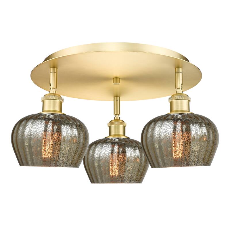 Innovations Lighting Fenton - 3 Light 18" Flush Mount - Mercury/Satin Gold