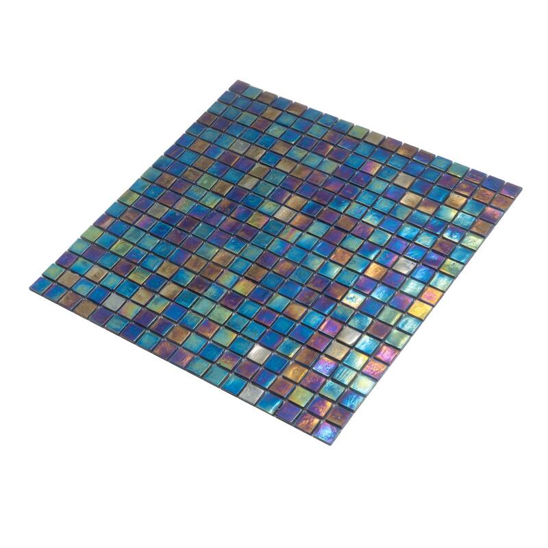 Apollo tile 12" x 12" Skosh Glossy Dark Shimmer Multi Blue Glass Tile (18.69 sq ft/case) - 20 Pack