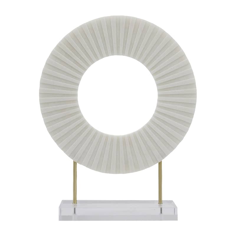 Sagebrook Home's Stunning 18" Gabella Statuary Chic White Resin, Acrylic Accent, Iron Base Decorative Object - 14" x 4" x 18"